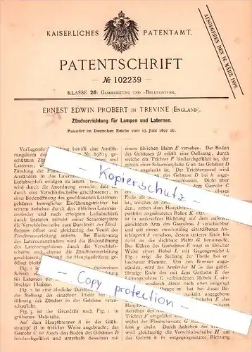 Original Patent - E. E. Probert in Trevine / Trefin , England , 1897 , Zündvorrichtung , Pembrokeshire !!!