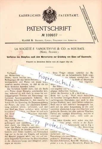 Original Patent - La Societe F. Vanoutryve & Co. in Roubaix , Nord , 1897 !!!