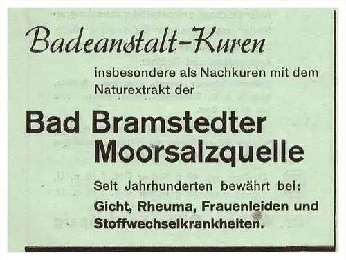 original Werbung - 1942 - Bad Bramstedt , Moorsalzquelle , Kur , Arzt , Krankenhaus , Apotheke !!!