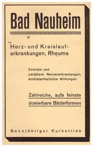 original Werbung - 1942 - Bad Nauheim , Kur , Arzt , Krankenhaus , Apotheke !!!
