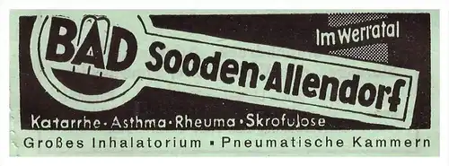 original Werbung - 1942 - Bad Sooden-Allendorf , Kur , Arzt , Krankenhaus , Apotheke