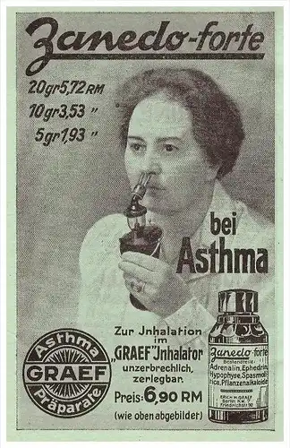 original Werbung - 1942 - Asthma - Inhalation , Graeff - Inhalator , Arzt , Krankenhaus , Apotheke !!!