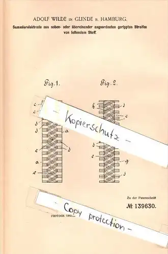 Original Patent - Adolf Wilde in Glinde b. Hamburg , 1900 , Sammlerelektrode !!!