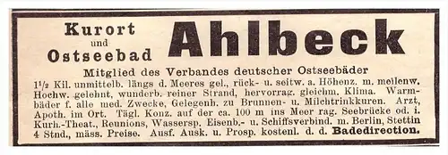 original Werbung - 1901 - Kurort und Ostseebad Ahlbeck !!!