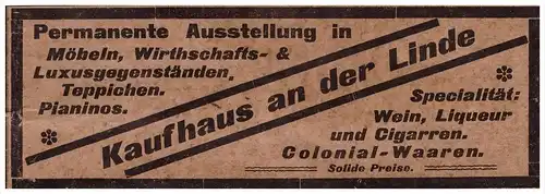 original Werbung - 1901 - Kaufhaus an der Linde , Colonialwaaren in Neubrandenburg i. Mecklenburg !!!