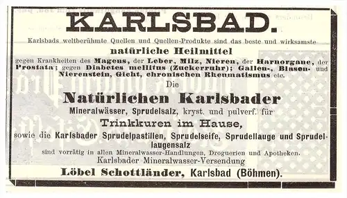 original Werbung - 1904 - Karlsbad Haustrinkkuren , L. Schottländer , Kur , Arzt , Apotheke !!!
