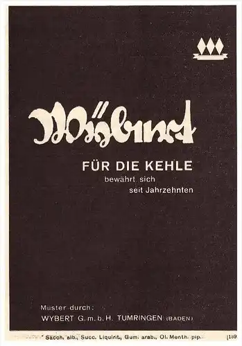 original Werbung - 1935 , Wybert GmbH in Tumringen b. Lörrach , Arzt , Kur , Apotheke !!!