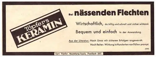 original Werbung - 1935 , Carl Töpfer in Naumburg a. Saale , Arzt , Kur , Krankenhaus , Apotheke !!!