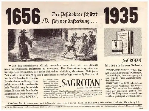 original Werbung - 1935 , SAGROTAN - Desinfection , Schülke & Mayr in Hamburg , Arzt , Kur , Krankenhaus , Apotheke !!!