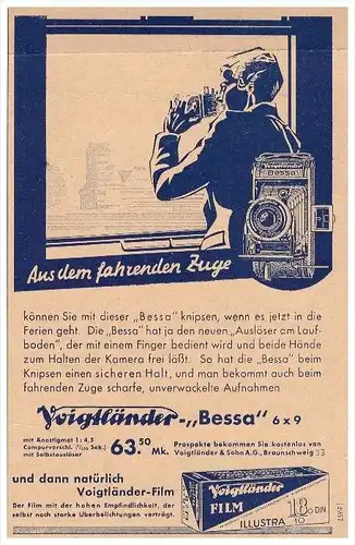original Werbung - 1935 , Voigtländer Kamera , Photographie , Camera !!!