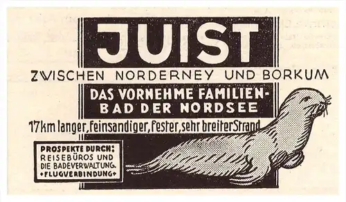 original Werbung - 1935 , JUIST , Norderney und Borkum , Arzt , Kur , Krankenhaus , Apotheke !!!