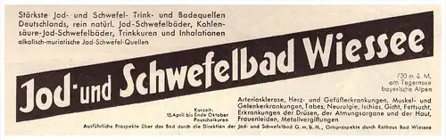 original Werbung - 1935 , Jod- und Schwefelbad Bad Wiessee , Arzt , Kur , Krankenhaus , Apotheke !!!