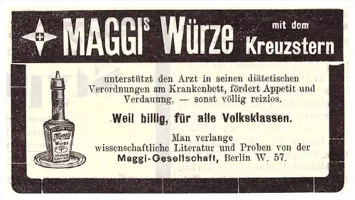 original Werbung - 1907 - Maggi Würze , Kur , Arzt , Apotheke !!!