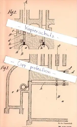 Original Patent - C. Biscanter und A. Hepe in Herne i. W. , 1906 , Koksofen mit senkrechten Heizzügen !!!