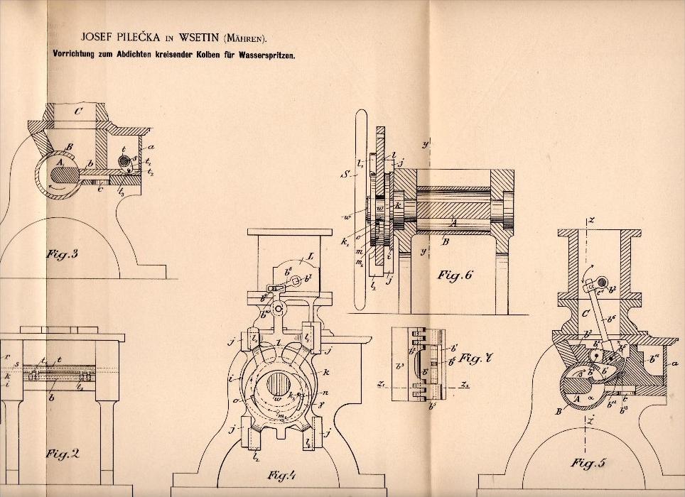 Original Patent Josef Pilecka In Wsetin Vsetin Abdichtung F R Wasserspritzen