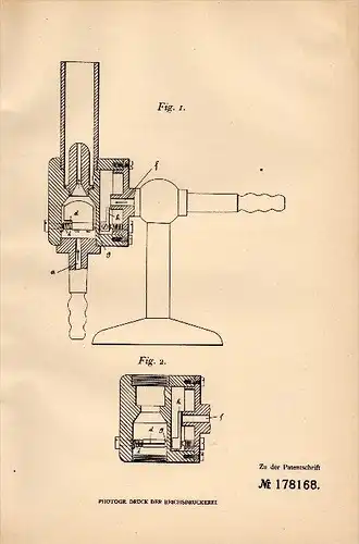 Original Patent - J. Simmendinger in Wenigenjena b. Jena a.S., 1906 , Apparat für Gebläsebrenner , Gasbrenner !!!