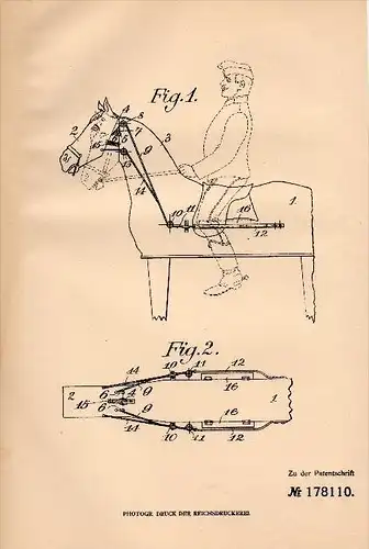 Original Patent - Stefan von Kennessey in Medgyes / Medias , 1905 , Lehrgerät zum Reiten , Reiter , Pferde , Mediasch !!