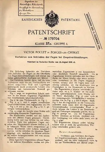 Original Patentschrift - Victor Poulet in Forges lez Chimay , 1905 , Ziegel - Verbrennung , Ziegelei !!!