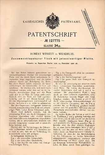 Original Patentschrift - Robert Wessely in Wilsdruff , 1900 , klappbarer Tisch , Möbel , Tischler !!!