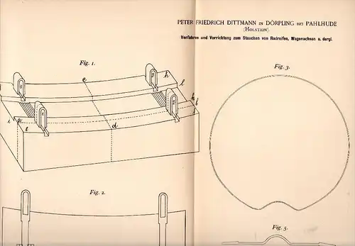 Original Patentschrift -P. Dittmann in Dörpling bei Pahlhude , 1892 , Apparat zum Stauchen von Wagenachsen , Pahlen !!