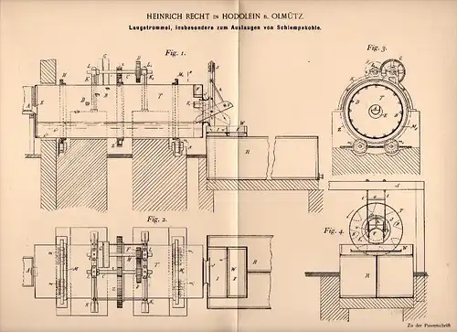 Original Patentschrift -  Heinrich Recht in Hodolein b. Olmütz , 1898 , Laugetrommel , Soda , Hodolany b. Olomouc !!!