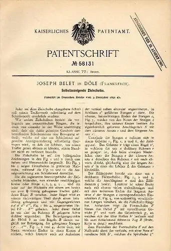 Original Patentschrift - Joseph Belet dans Dole , Jura , 1890 , cible d'un indicateur, le tir , protéger guilde !!!