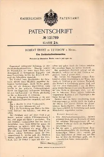 Original Patentschrift - Robert Ernst in Teterow i. Mecklenburg , 1900 , Zwieback - Schneidemaschine , Bäckerei , Bäcker