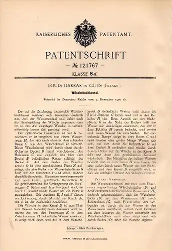 Original Patentschrift - Louis Darras dans Cuts , Oise , 1900 , Chaudière à lavage à chaud !!!