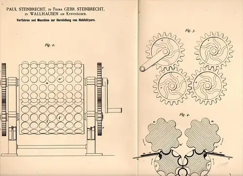 Original Patentschrift - P. Steinbrecht in Wallhausen am Kyffh., 1890 , Maschine für Hohlkörper , Ostereier , Karamel !!