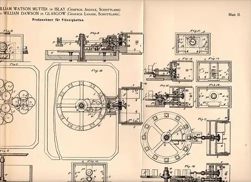 Original Patentschrift -W. Watson Mutter in Islay , Argyle ,1890, distilled apparatus for liquids , distillation Glasgow