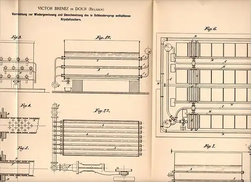 Original Patentschrift - V. Brenez in Dour / Mons , 1894 , Gewinnung von Zucker aus Schleudersirup , Sirup !!!