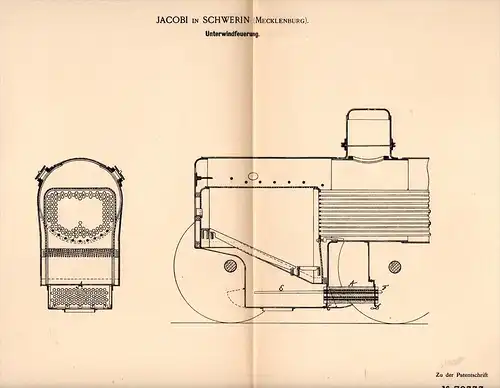 Original Patentschrift - Jacobi in Schwerin i. Meckl., 1894, Lokomotive - Unterwindfeuerung, Locomobile , Feuerung , Lok