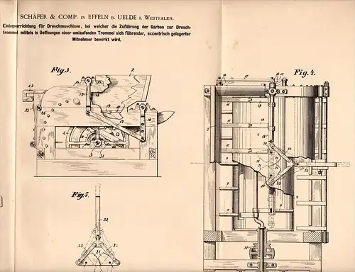 Original Patentschrift - Schäfer & Comp. in Effeln / Anröchte b. Uelde ,1900,Apparat für Dreschmaschine , Landwirtschaft