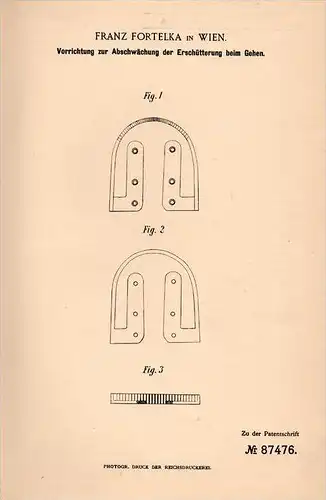 Original Patentschrift - Franz Fortelka in Wien , 1895 , Vorrichtung für Schuhe , Orthopädie , Schuhmacher , Schuster !!