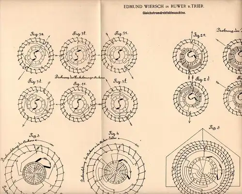 Original Patentschrift - E. Wiersch in Ruwer b. Trier , 1902 , Gleichstrom - Drehfeldmaschine , Elektrik , Elektriker !!