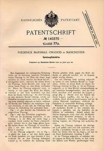 Original Patentschrift - F. Osgood  in Manchester , 1902 , Fallschirm , Spielzeug , parachute , toys ,  !!!