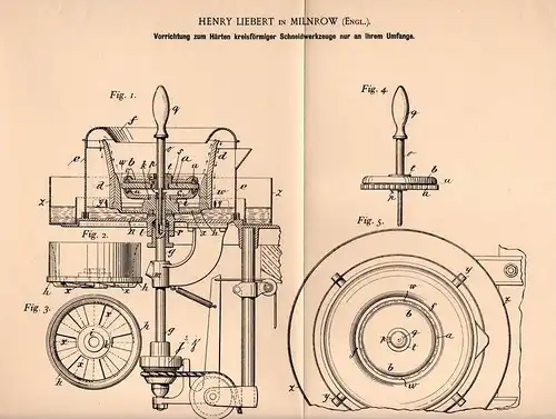 Original Patentschrift - H. Liebert in Milnrow , 1902 , Maschine für Schneidwerkzeuge , Messer , Machine !!!