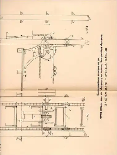 Original Patentschrift - H. Ostertag in Harskirchen i. Elsass , 1900 , Elevator für Dachziegel , Dachdecker , Ingwiller