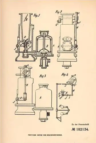 Original Patentschrift - G. Gobron in Boulogne sur Seine , 1904 , Regelapparat für Karburator , Carburator !!!