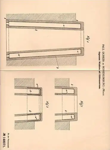 Original Patentschrift - P. Dunker in Hohenlimburg i. Westf., 1902 , Windform für Hochofen , Hagen !!!