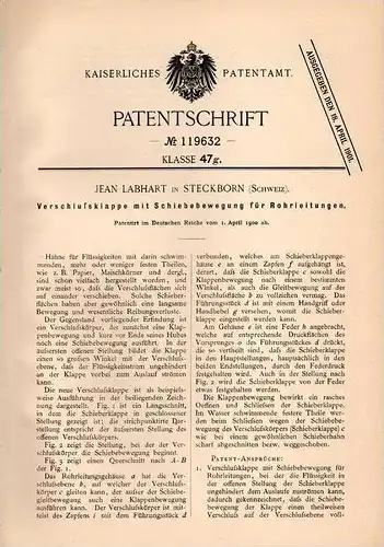Original Patentschrift - Jean Labhart in Steckborn b. Frauenfeld , 1900 , Kappe für Rohrleitungen !!!