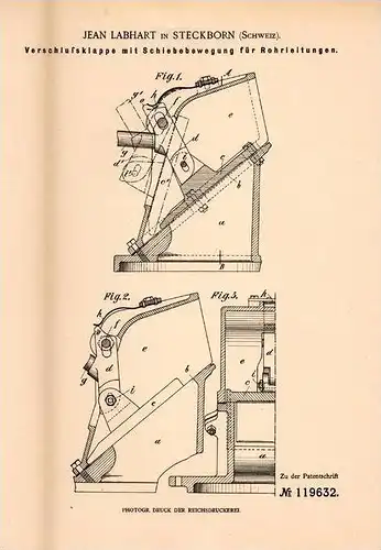 Original Patentschrift - Jean Labhart in Steckborn b. Frauenfeld , 1900 , Kappe für Rohrleitungen !!!