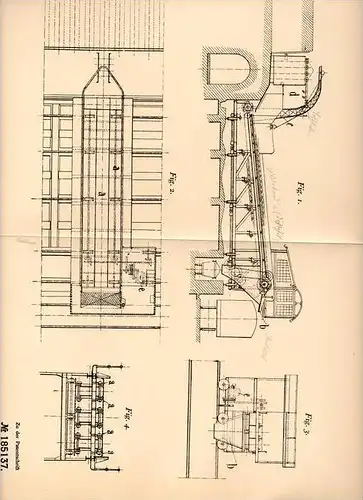 Original Patentschrift - La Compagnie des Mines de Béthune in Bully les Mines b. Lens ,1905 , Koks - Verlademaschine !!!