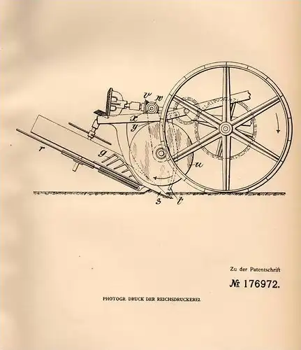 Original Patentschrift - C. Keibel in Folsong b. Tauer , Kr, Thorn , 1905 , Kartoffel - Erntemaschine !!!