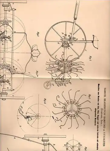 Original Patentschrift - S. Bamford in Uttoxeter , England , 1901 , Maschine für Heu , Klee und Getreide , Heuwender !!!