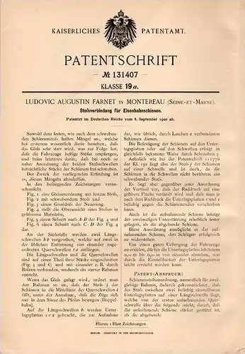 Original Patentschrift - L. Farnet in à Montereau-Fault-Yonne , 1900 , raccordement à la voie ferrée !!!