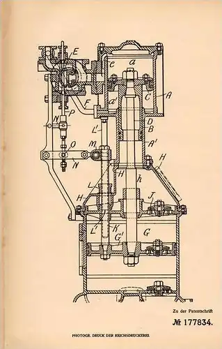 Original Patentschrift - W. Weir in Cathcart , scotland , 1905 , Drive motor for air pump , compressor !!!