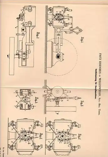 Original Patentschrift - F. Eisenbeis in Wellesweiler b. Neunkirchen , 1899 , Ventilsteuerung für Dampfmaschinen !!!