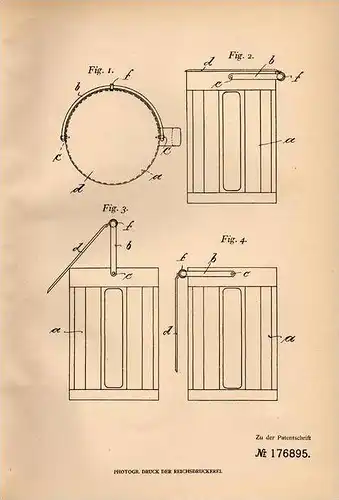 Original Patentschrift - E. Mahner in Brüx / Neustadt b. Coburg , 1905 , Deckelverschluß für Gläser , Glas !!!
