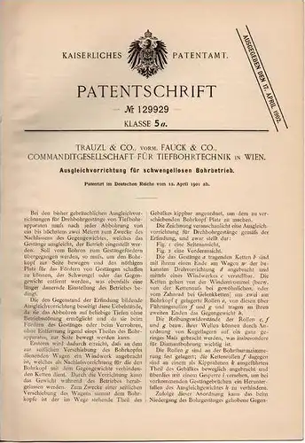 Original Patentschrift - Trauzl & Co in Wien , 1901 , Vorrichtung für Bohrgestänge , Erdbohrer !!!